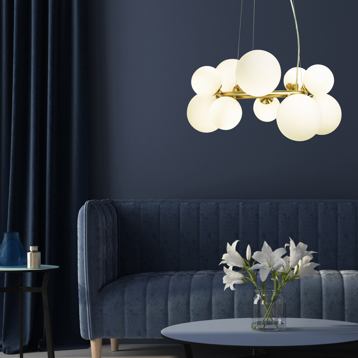 Molekyl takpendel rund-Takpendler-Aneta Lighting-Messing / Opal-65100-25-Lightup.no