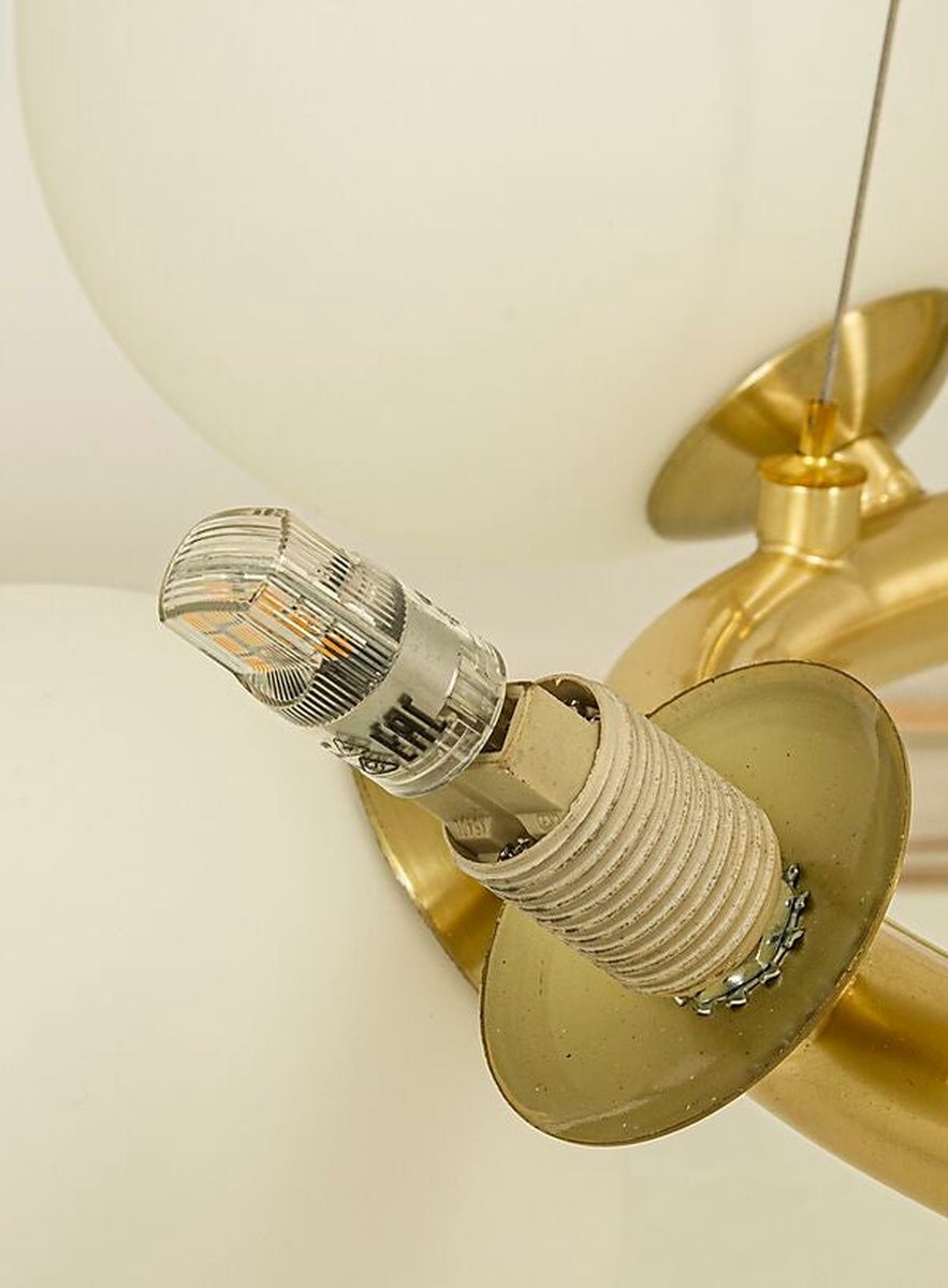 Molekyl takpendel rund-Takpendler-Aneta Lighting-Messing / Opal-65100-25-Lightup.no