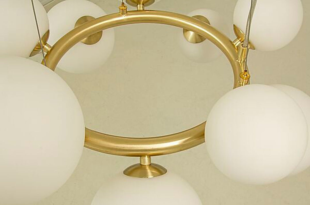 Molekyl takpendel rund-Takpendler-Aneta Lighting-Messing / Opal-65100-25-Lightup.no