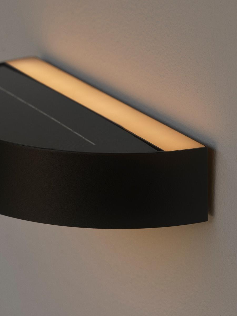 Monay round solar vegglampe utendørs 5W 3000 Kelvin - Solcelle-Utebelysning vegg opp og ned-Nordlux-Svart-2518351003-Lightup.no