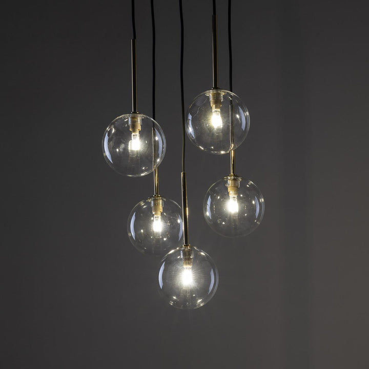 Nilos takpendel 5-lys-Takpendler-TK Lighting-Svart / Gullfarget-TK-5943-Lightup.no