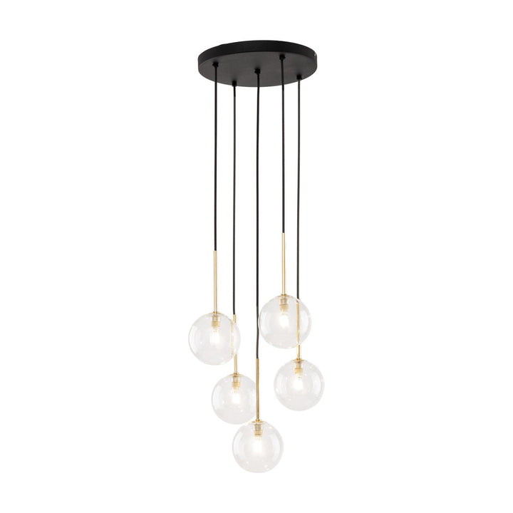 Nilos takpendel 5-lys-Takpendler-TK Lighting-Svart / Gullfarget-TK-5943-Lightup.no