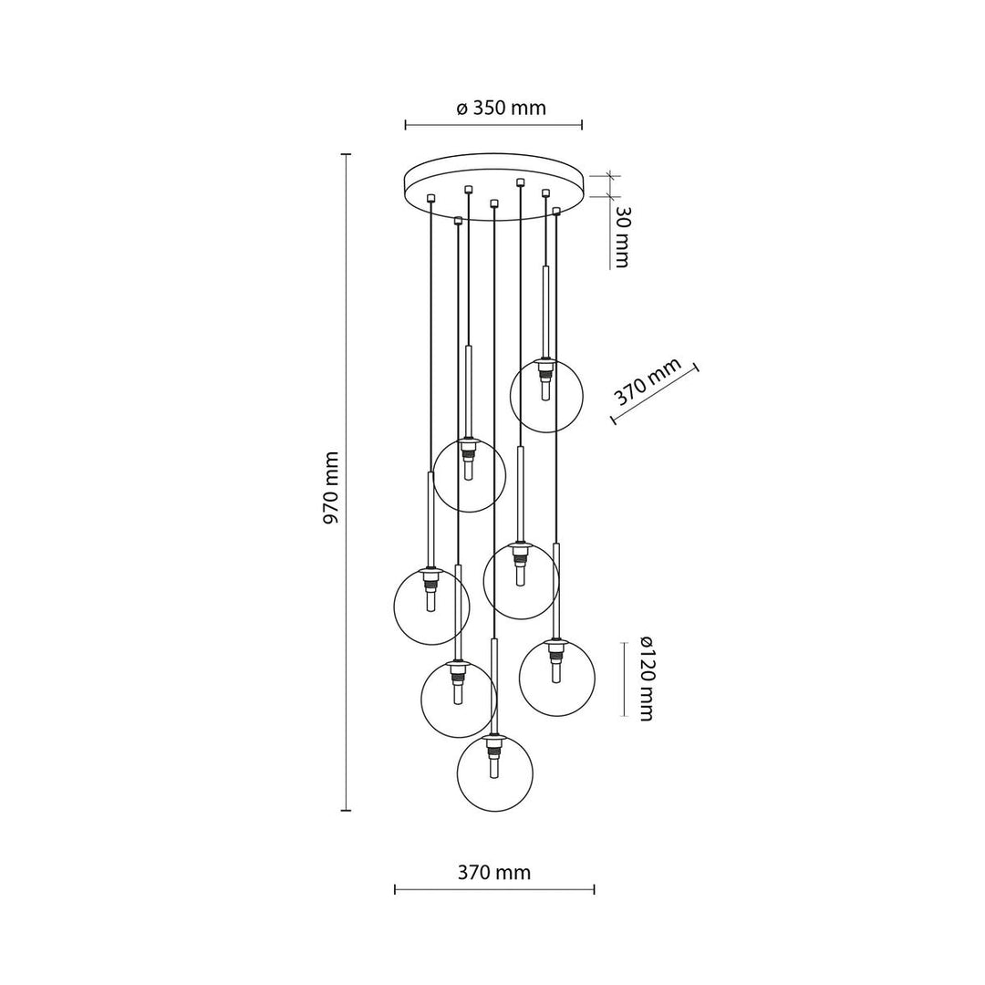 Nilos takpendel 7-lys-Takpendler-TK Lighting-Svart / Gullfarget-TK-5362-Lightup.no