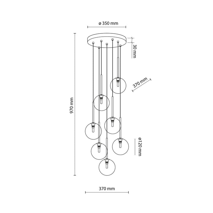 Nilos takpendel 7-lys-Takpendler-TK Lighting-Svart / Gullfarget-TK-5362-Lightup.no