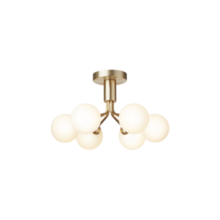 Nuura Apiales 6 taklampe børstet messing / opal glass-Takpendler-Nuura-Messing-Nua__2059008-Lightup.no
