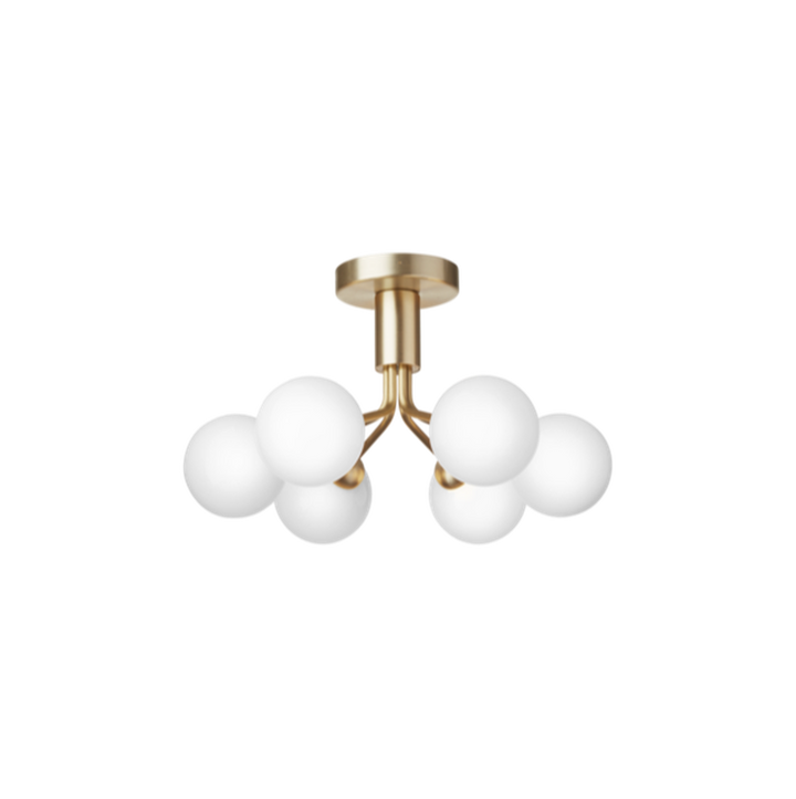 Nuura Apiales 6 taklampe børstet messing / opal glass-Takpendler-Nuura-Messing-Nua__2059008-Lightup.no