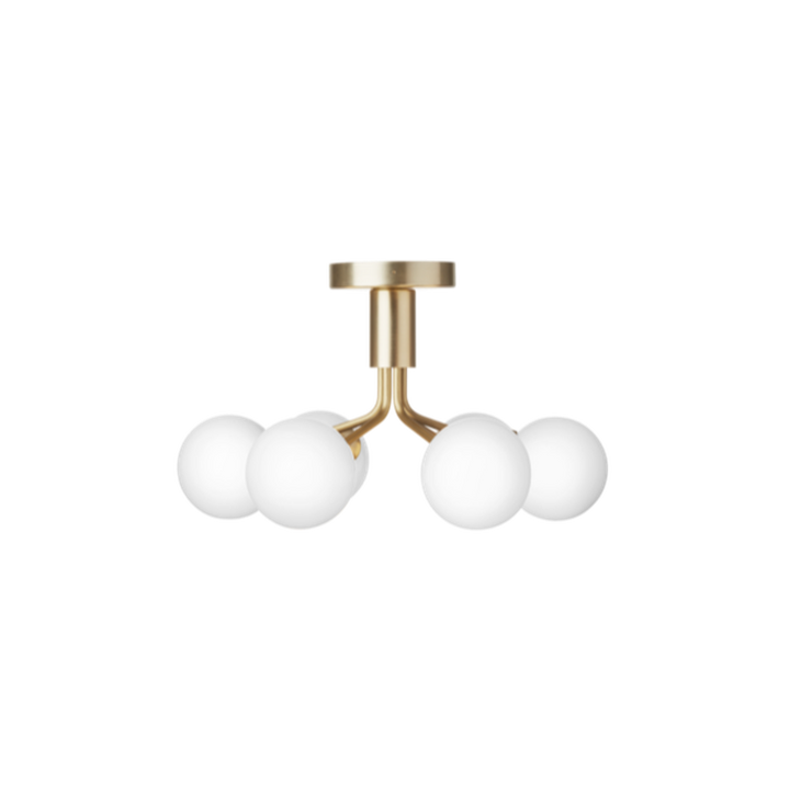 Nuura Apiales 6 taklampe børstet messing / opal glass-Takpendler-Nuura-Messing-Nua__2059008-Lightup.no