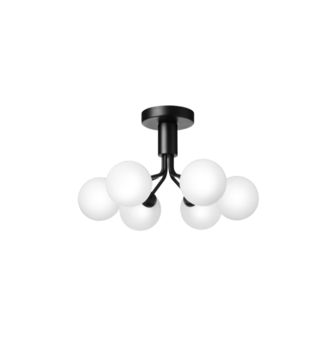 Nuura Apiales 6 taklampe satengsort / opal glass-Takpendler-Nuura-Opal-Nua__2059007-Lightup.no