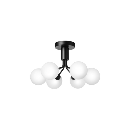 Nuura Apiales 6 taklampe satengsort / opal glass-Takpendler-Nuura-Opal-Nua__2059007-Lightup.no