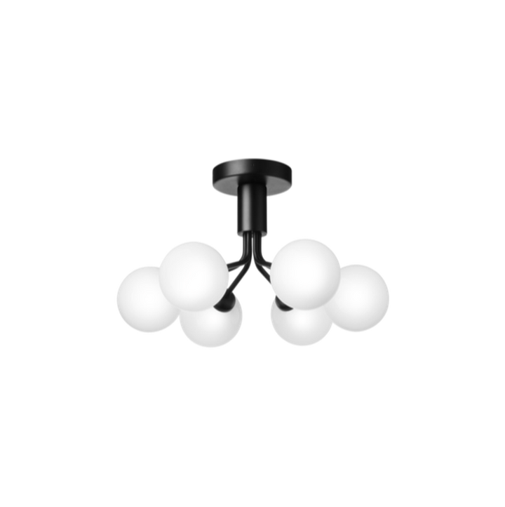 Nuura Apiales 6 taklampe satengsort / opal glass-Takpendler-Nuura-Opal-Nua__2059007-Lightup.no