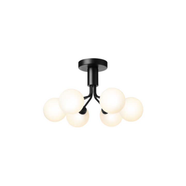 Nuura Apiales 6 taklampe satengsort / opal glass-Takpendler-Nuura-Opal-Nua__2059007-Lightup.no