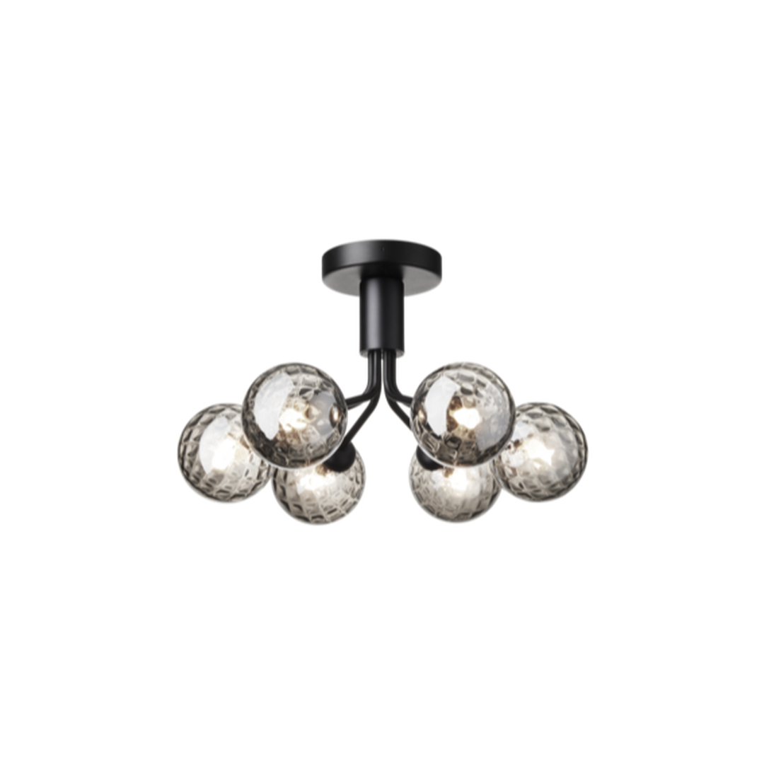 Nuura Apiales 6 taklampe - satengsort / optic røyket glass-Takpendler-Nuura-Svart / Røyk-Nua__2059009-Lightup.no