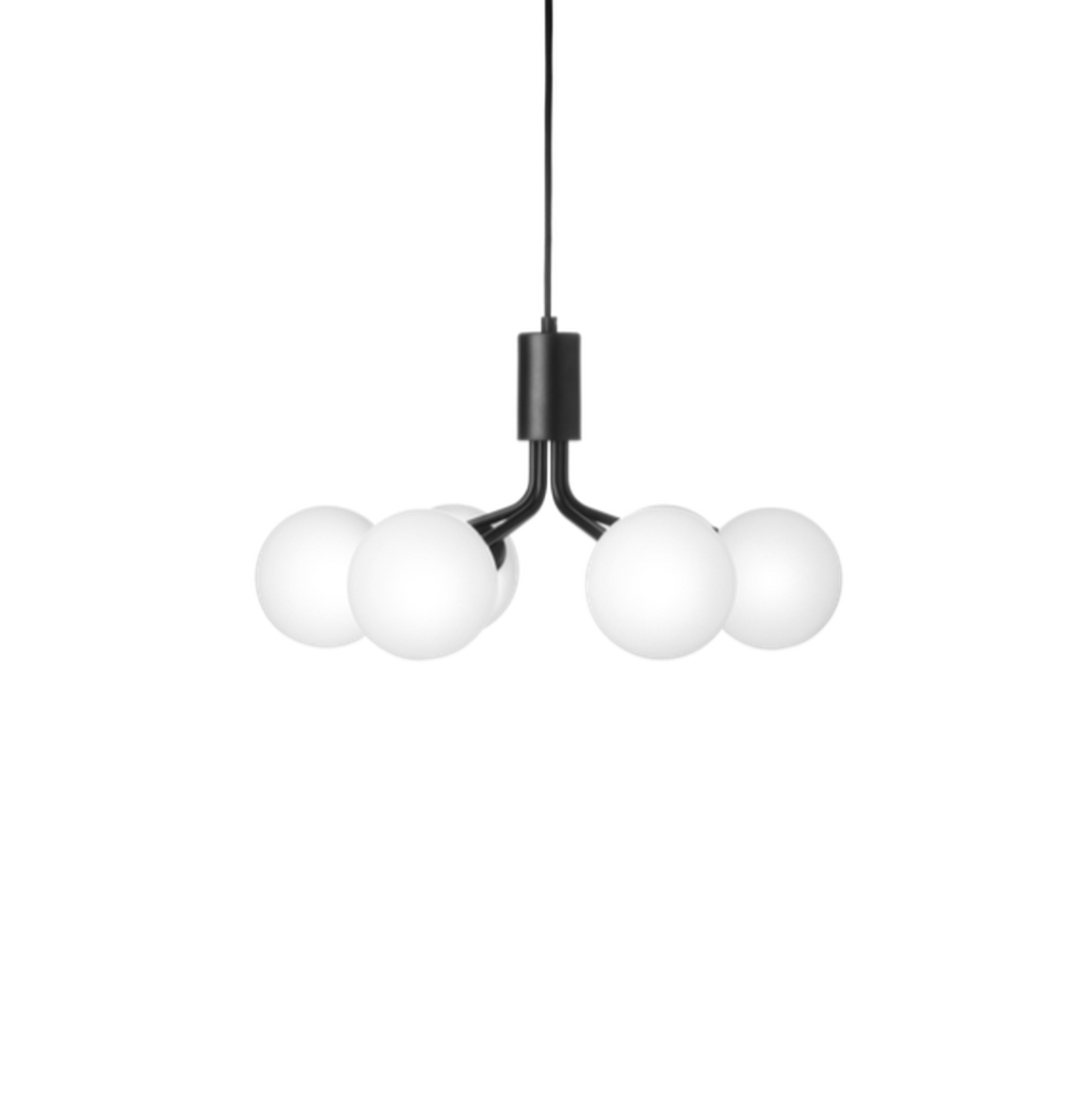 Nuura Apiales 6 taklampe satin svart / opal-Takpendler-Nuura-Svart / Opal-Nua__2053009-Lightup.no