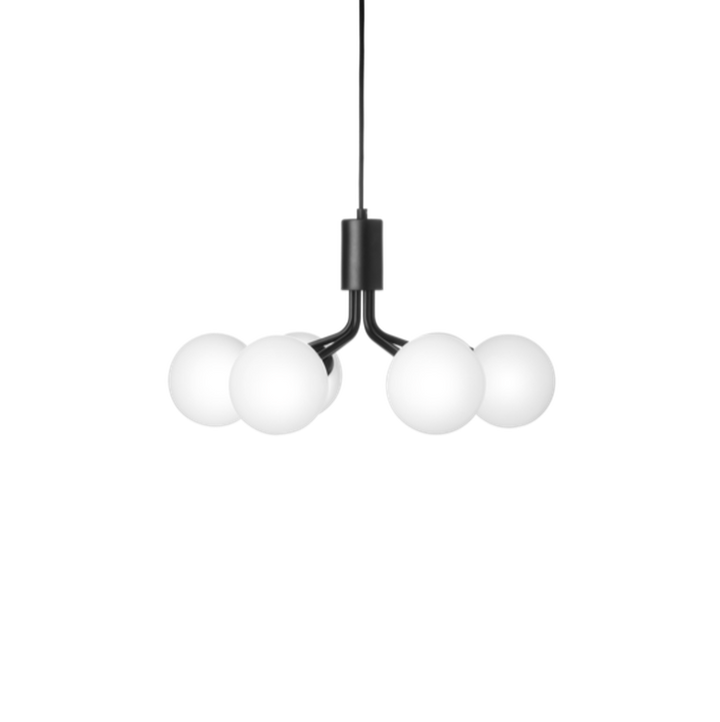 Nuura Apiales 6 taklampe satin svart / opal-Takpendler-Nuura-Svart / Opal-Nua__2053009-Lightup.no