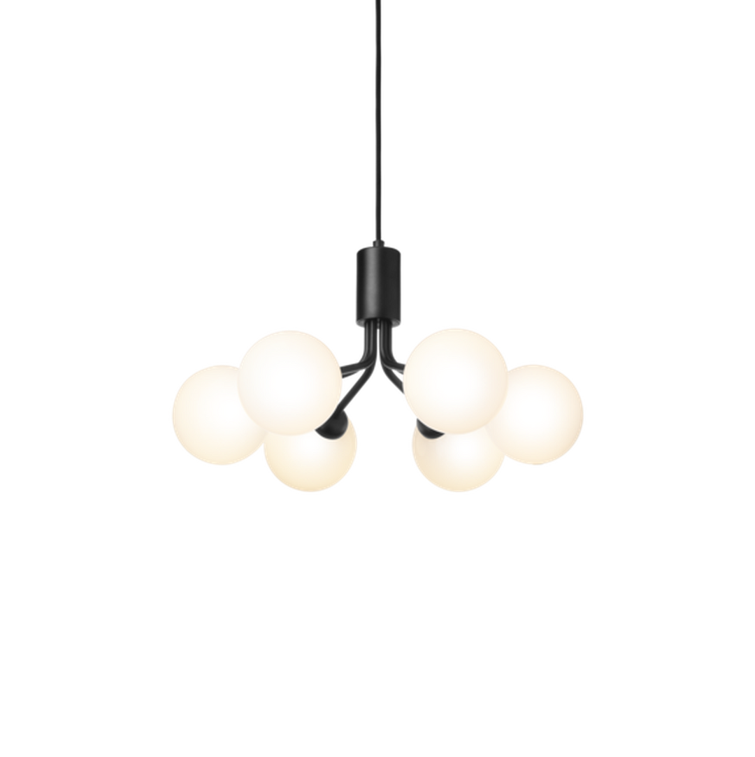 Nuura Apiales 6 taklampe satin svart / opal-Takpendler-Nuura-Svart / Opal-Nua__2053009-Lightup.no