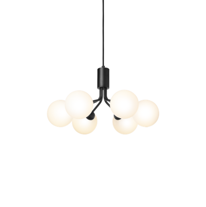 Nuura Apiales 6 taklampe satin svart / opal-Takpendler-Nuura-Svart / Opal-Nua__2053009-Lightup.no
