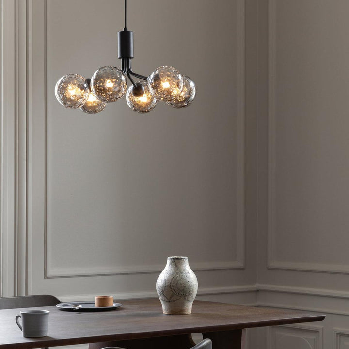 Nuura Apiales 6 taklampe - satin svart - optic røyk glass-Takpendler-Nuura-Svart-Nua__2053011-Lightup.no