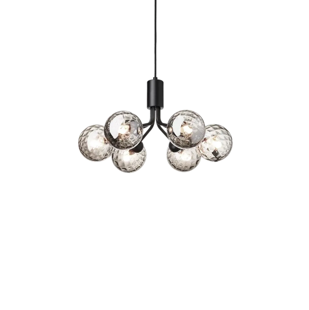 Nuura Apiales 6 taklampe - satin svart - optic røyk glass-Takpendler-Nuura-Svart-Nua__2053011-Lightup.no