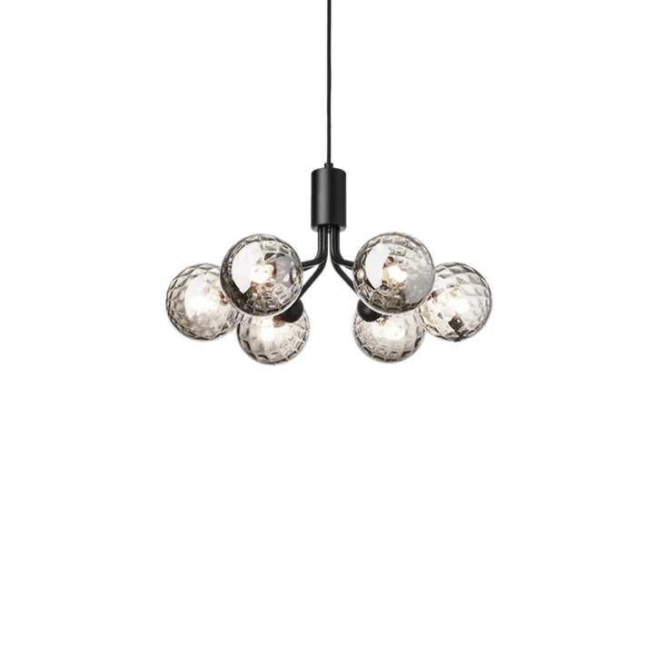 Nuura Apiales 6 taklampe - satin svart - optic røyk glass-Takpendler-Nuura-Svart-Nua__2053011-Lightup.no
