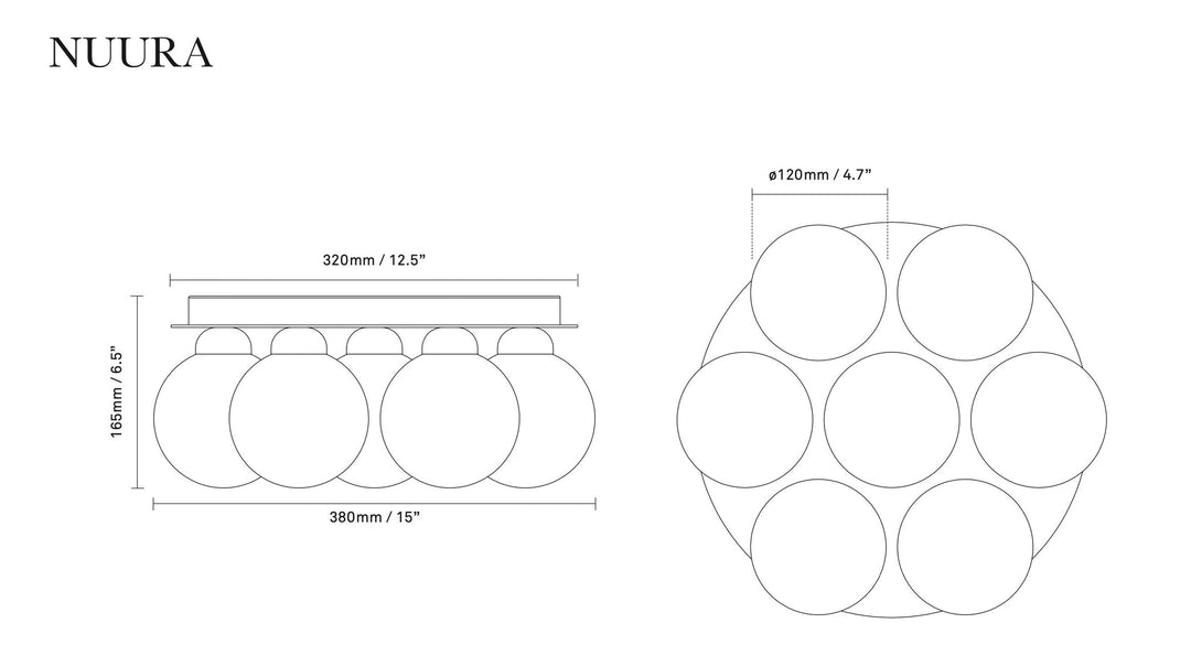 Nuura Apiales 7 plafond - børstet messing / optikk gull-Taklamper-Nuura-Messing-Nua__2059012-Lightup.no