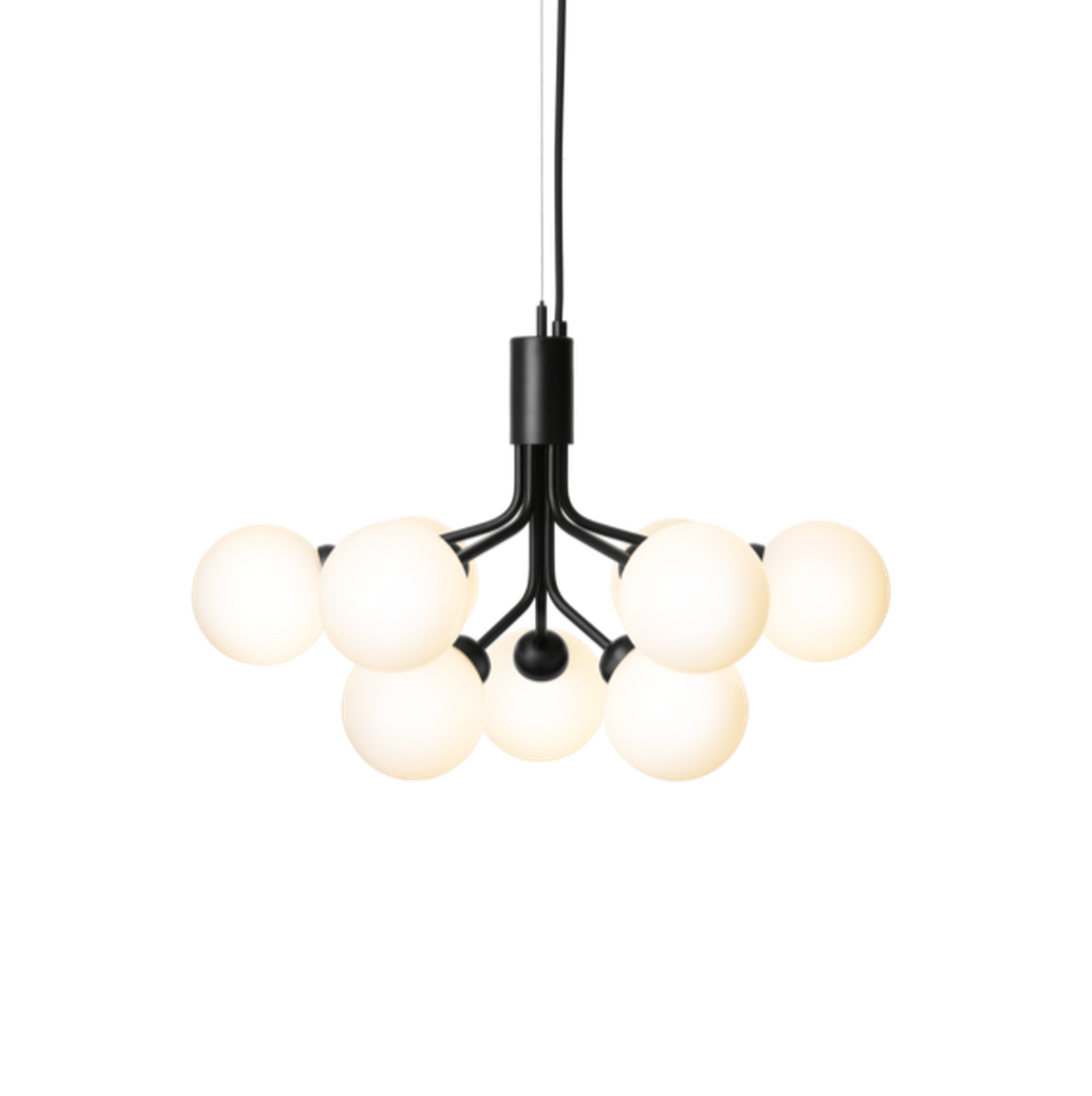 Nuura Apiales 9 satin svart/opal-Takpendler-Nuura-Svart / Opal-Nua__2051003-Lightup.no
