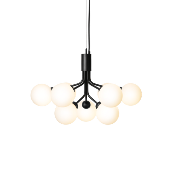 Nuura Apiales 9 satin svart/opal-Takpendler-Nuura-Svart / Opal-Nua__2051003-Lightup.no