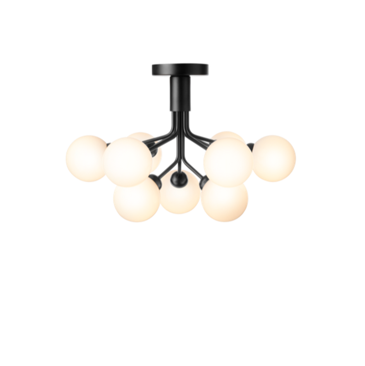 Nuura Apiales 9 taklampe satin svart/opal-Taklamper-Nuura-Svart / Opal-Nua__2059003-Lightup.no