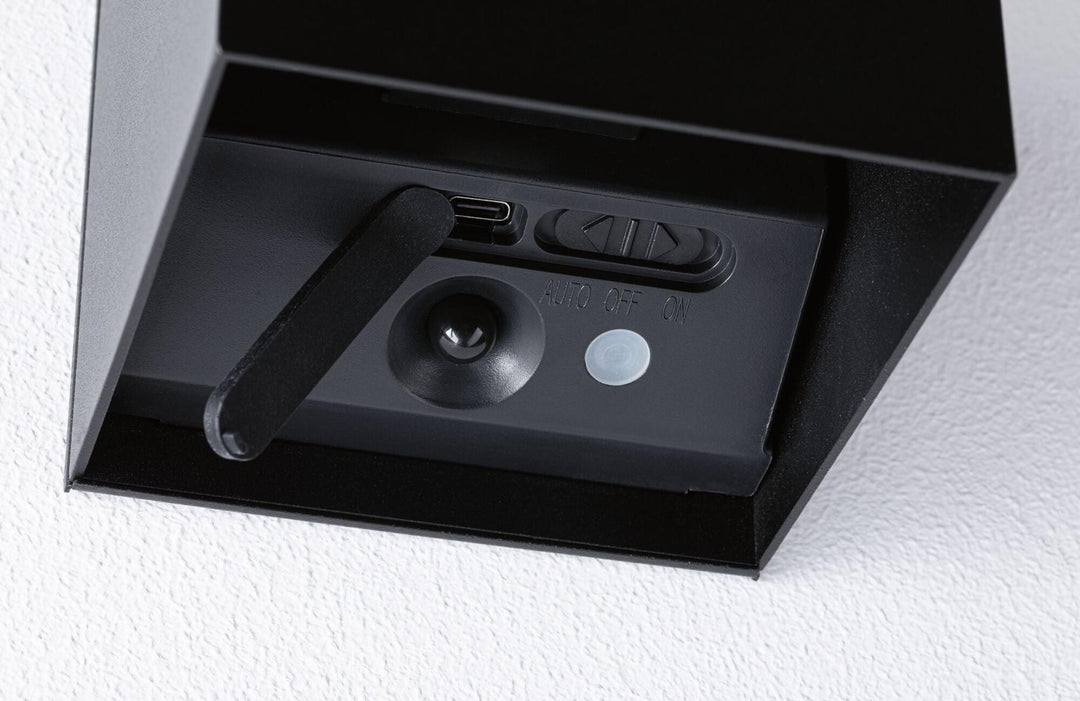 Nyara oppladbar vegglampe opp/ned lys med sensor-Utebelysning vegg opp og ned-Paulmann-Svart-PL-71282-Lightup.no