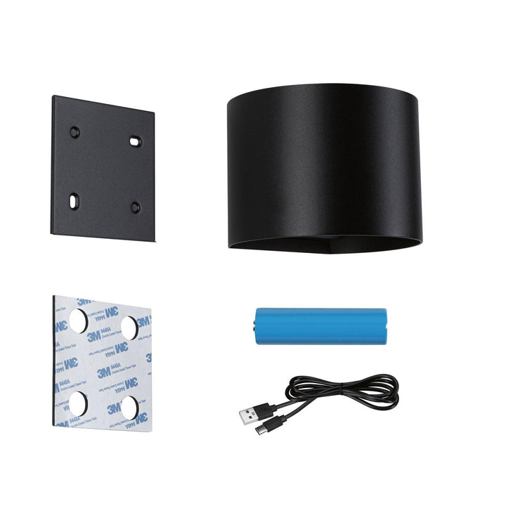 Nyara rund oppladbar vegglampe opp/ned lys med sensor-Utebelysning vegg opp og ned-Paulmann-Svart-PL-71284-Lightup.no