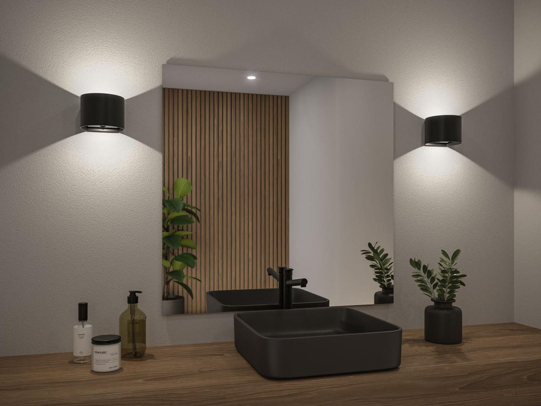 Nyara rund oppladbar vegglampe opp/ned lys med sensor-Utebelysning vegg opp og ned-Paulmann-Svart-PL-71284-Lightup.no