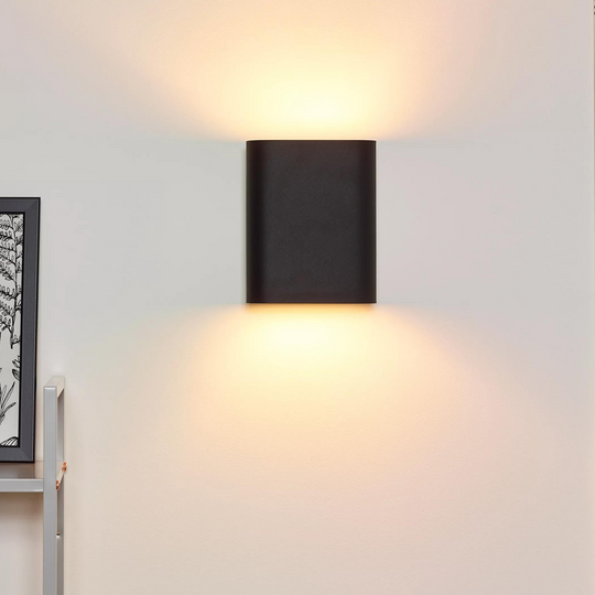 Ovalis vegglampe opp/ned-Vegglamper-Lucide-Svart / Messing-LC12222/02/30-Lightup.no