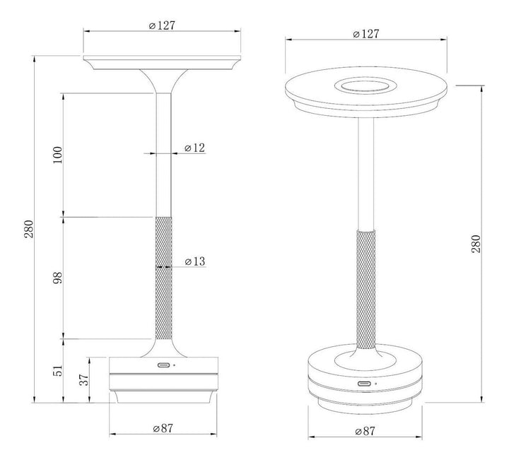 Pamir bordlampe 3W IP20 - Oppladbar-Bordlamper-NorDesign-Svart-070403305-Lightup.no