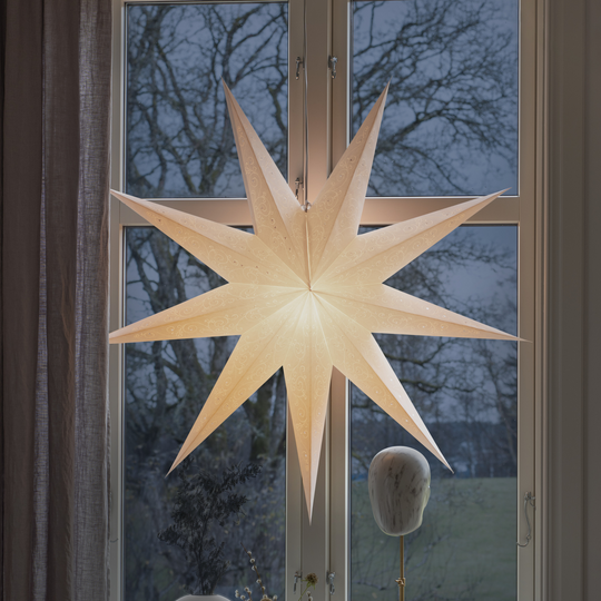 Pappstjerne 115 cm 9 armet - Hvit-Julebelysning adventstjerne-Konstsmide-Hvit-5923-200-Lightup.no