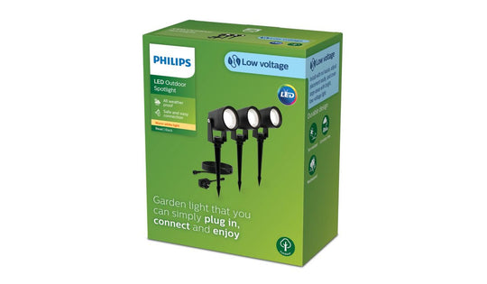 Philips Gardenlink Reuel bakkespotter 2700K 1,5W IP44 3-pakning - 24 Volt-Utebelysning Hagebelysning-Philips-Svart-929004659301-Lightup.no