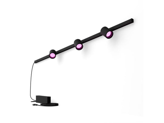 Philips Hue smart Perifo spotskinne for vegg 3 spotter og 1,5 meter Hue White Color Ambiance-Spotskinner 230V-Philips Hue-Svart-929003117701-Lightup.no
