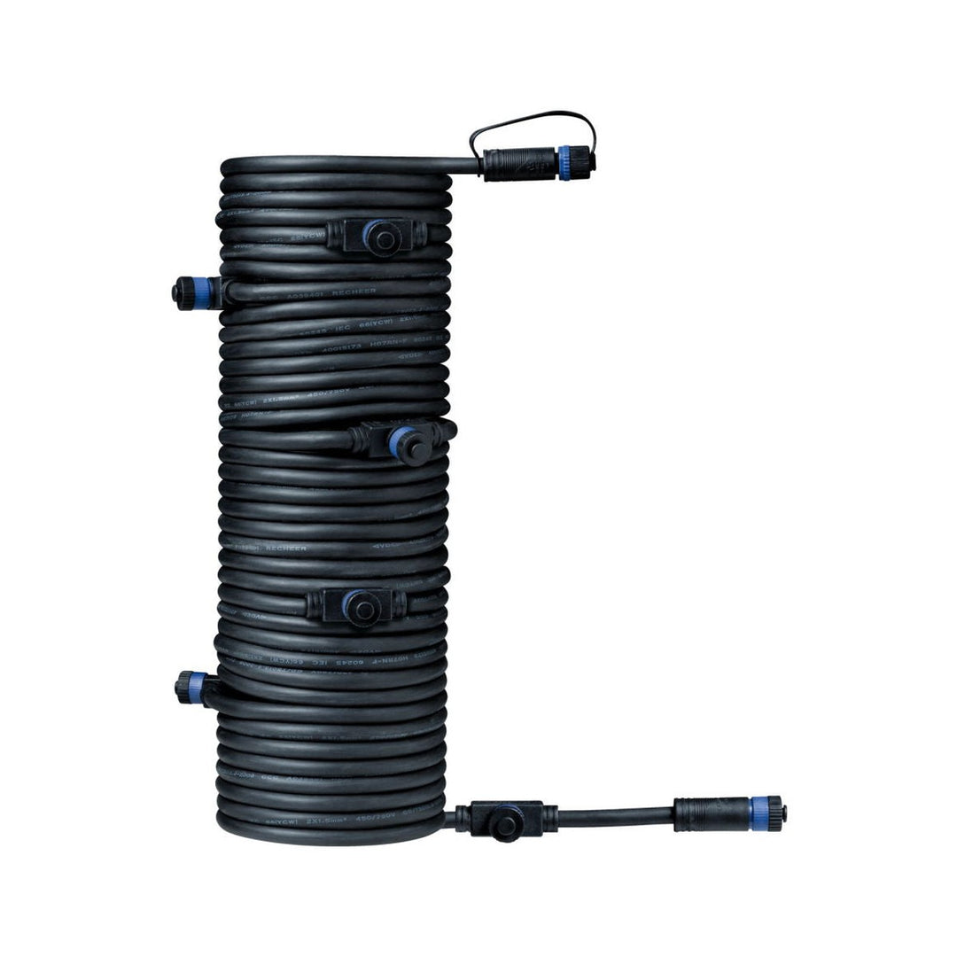 Plug & Shine 15 meter kabel med 7 utganger-Utebelysning Hagebelysning-Paulmann-Svart-Pl-93931-Lightup.no
