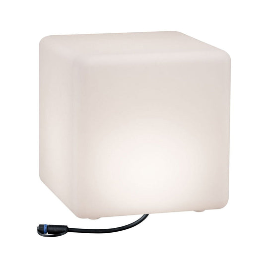 Plug & Shine Cube 30x30 cm 6,5W 3000 Kelvin IP67 - Med jordspyd-Utebelysning Hagebelysning-Paulmann-Hvit-Pl-94181-Lightup.no