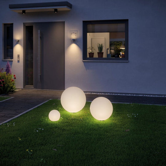 Plug & Shine Globe 20 cm 2,8W 3000 Kelvin IP67 - Med jordspyd-Utebelysning Hagebelysning-Paulmann-Hvit-Pl-94177-Lightup.no