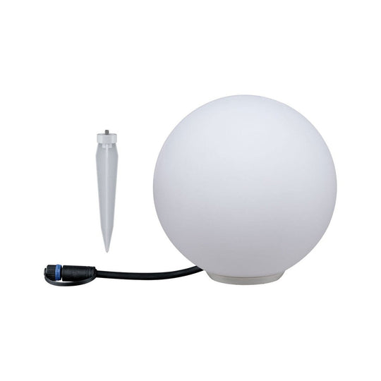 Plug & Shine Globe 20 cm 2,8W 3000 Kelvin IP67 - Med jordspyd-Utebelysning Hagebelysning-Paulmann-Hvit-Pl-94177-Lightup.no