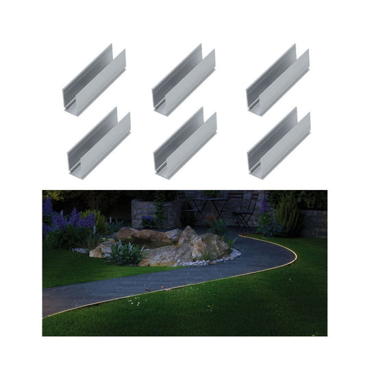 Plug & Shine Led strip profil 50x10,6 mm - 6 pakning-Utebelysning uplight-Paulmann-Sølv-Pl-94215-Lightup.no
