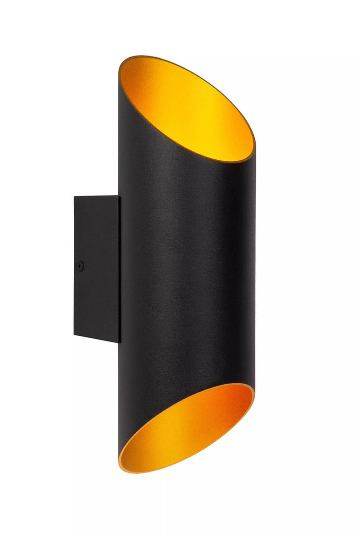 Quirijn vegglampe opp/ned innendørs - Svart/Matt gullfarget-Vegglamper-Lucide-Svart / Messing-LC09233/01/30-Lightup.no