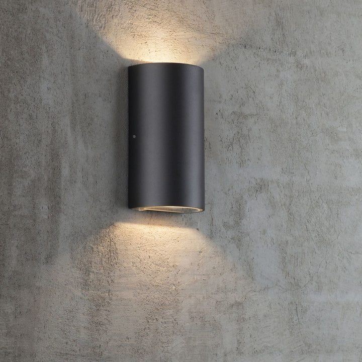 Rold round vegglampe utendørs opp/ned IP54 2x5W-Utebelysning vegg opp og ned-Nordlux-Svart-84141003-Lightup.no