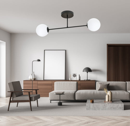 Roma taklampe 2-lys - Svart/Opal-Taklamper-Emibig-Svart / Opal-1232/2-Lightup.no