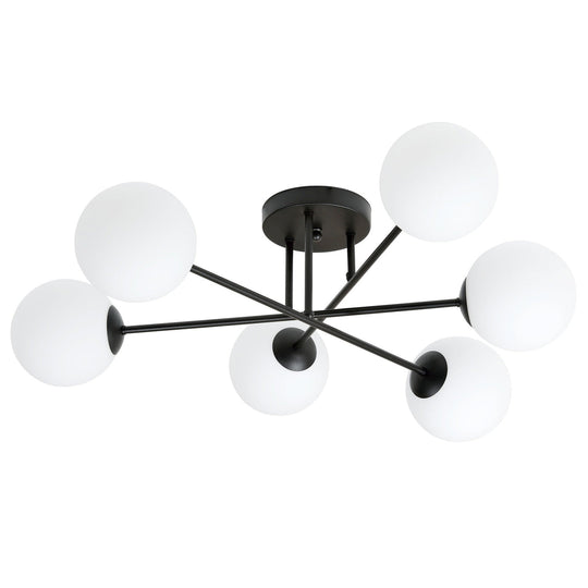 Roma taklampe 6-lys - Svart/Opal-Taklamper-Emibig-Svart / Opal-1232/6-Lightup.no