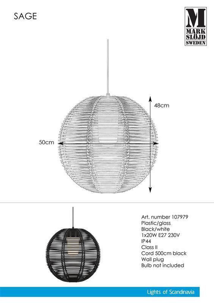 Sage takpendel utendørs IP44 - Svart - Svart-Utebelysning Hagebelysning-Marksløjd-Svart-Mrk-107979-Lightup.no