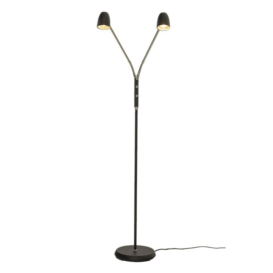 Sandnes dobbel gulvlampe-Gulvlamper-Aneta Lighting-Svart/Krom-19302-15-Lightup.no