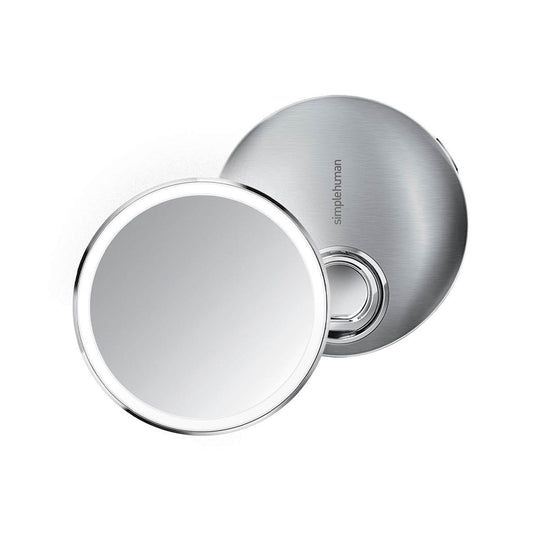 Simplehuman håndholdt sminkespeil med lys, sensor og oppladbart 10cm - Børstet stål-Baderomsbelysning sminkespeil-Simplehuman-Børstet Stål-ST3039-Lightup.no