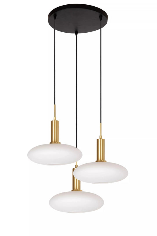 Singala rondell takpendel 3-lys - Svart/Opal/Messingfarget-Takpendler-Lucide-Svart / Opal-LC25413/13/02-Lightup.no