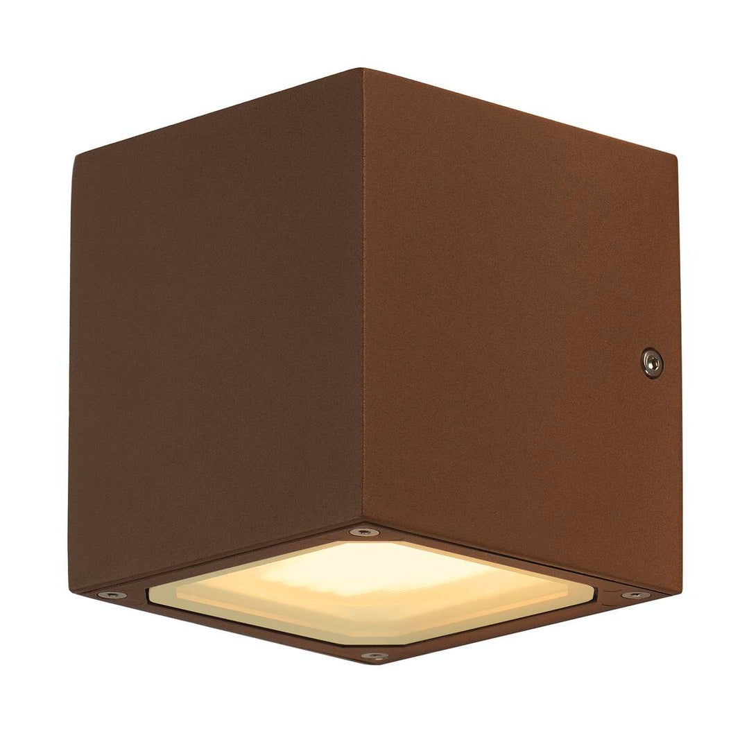Sitra cube vegglampe utendørs opp/ned IP44-Utebelysning vegg opp og ned-Slv-Rustfarget-slv-232537-Lightup.no