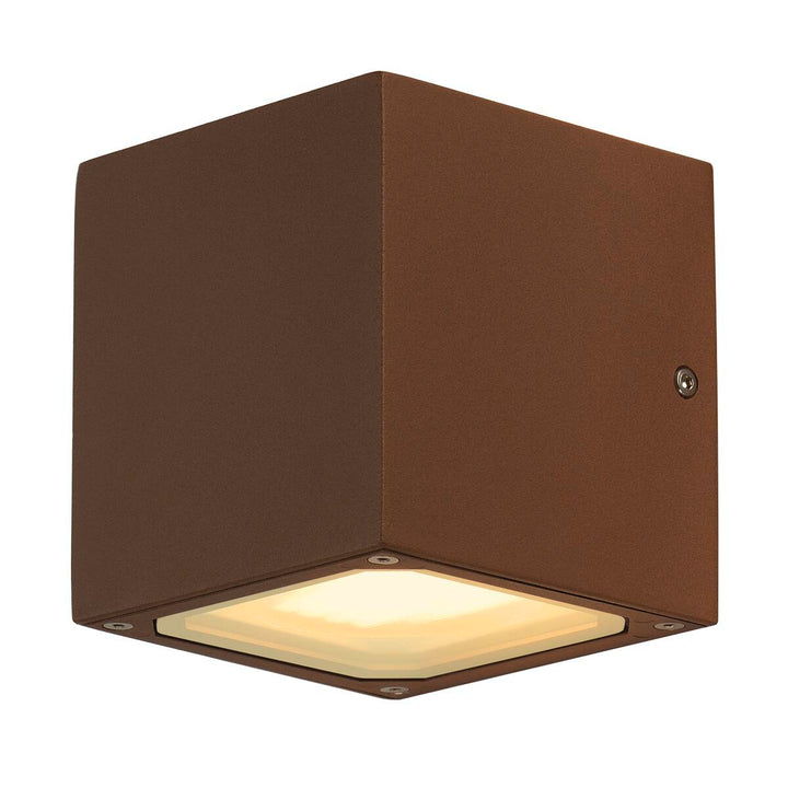 Sitra cube vegglampe utendørs opp/ned IP44-Utebelysning vegg opp og ned-Slv-Rustfarget-slv-232537-Lightup.no